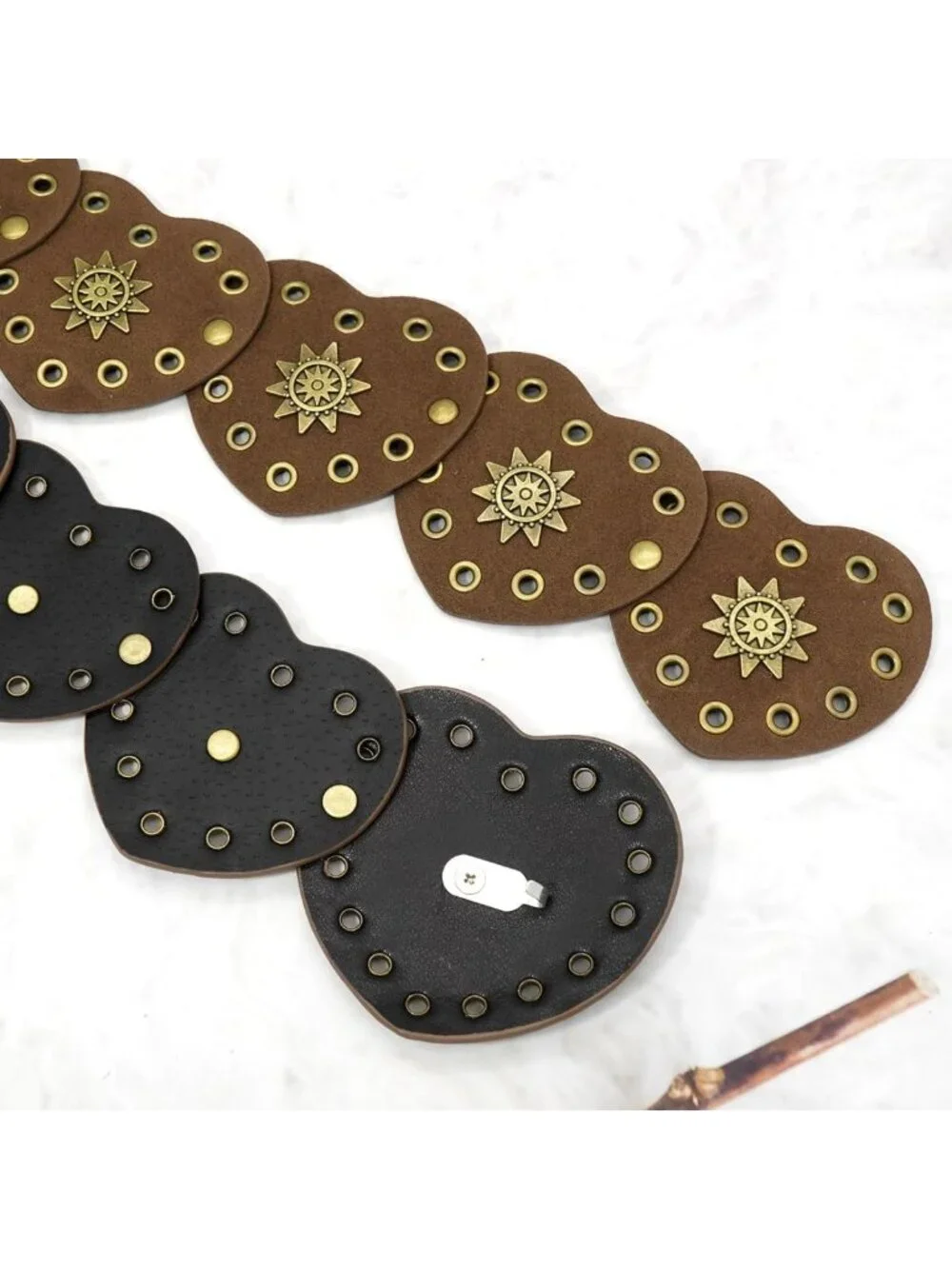 Vintage Wide Disc Leather Belt for Women | Boho Western Chunky Waist Belt